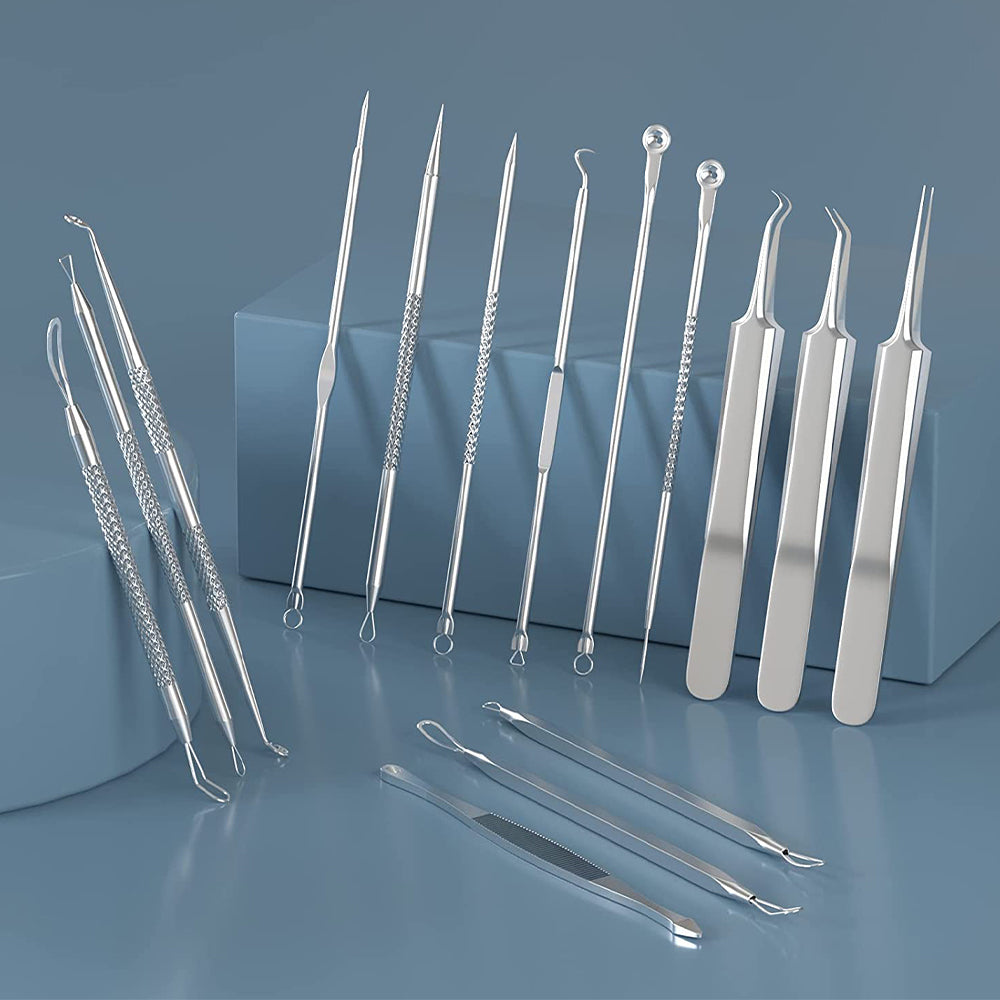 15Pcs Stainless Steel Blackhead Remover Pimple Popper Tools Kit with Metal Case_10