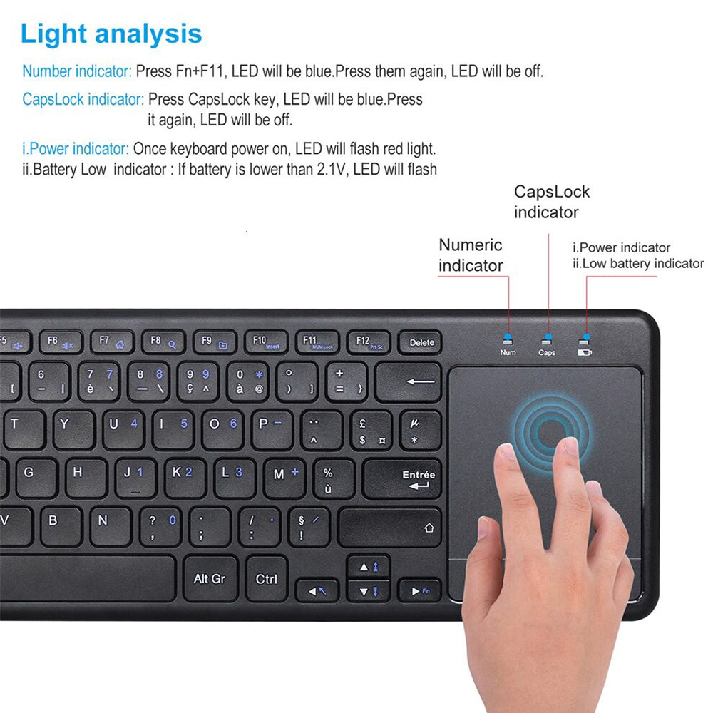 78 Keys 2.4G Wireless Mini Keyboard with Mouse Pad- Battery Operated_5